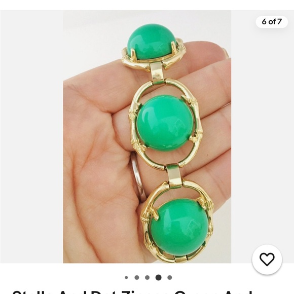 Stella And Dot Zinnea Green And Gold Chunky Statement Bracelet - Picture 7 of 7